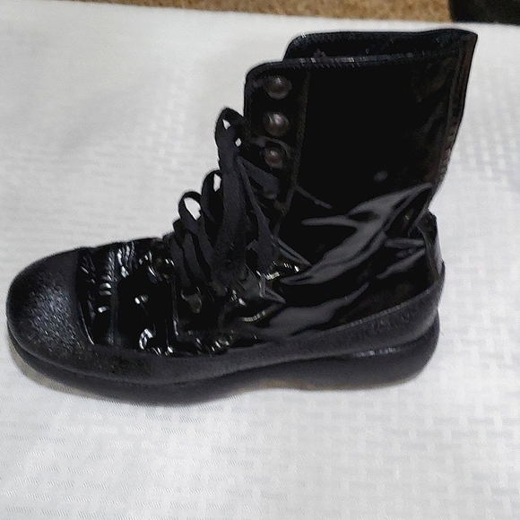 Sonia Rykiel black patent leather Steampunk Goth  laceup boots size 8 - Picture 5 of 16